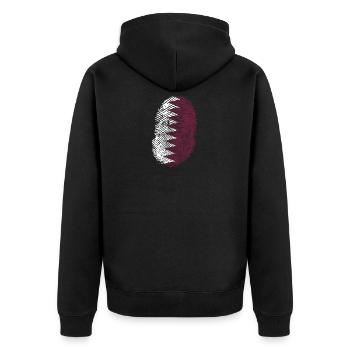Qatar Shirt · Drapeau · ADN · Empreintes digitales - Veste à capuche bio Premium Unisexe - noir - Dos - Nico (187cm)