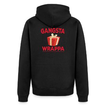 Lustig witzig Geschenk Weihnachten Gangsta Wrappa - Unisex Premium Bio Zip Hoodie - Schwarz - Hinten - Nico (187cm)