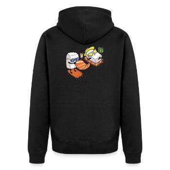 Sushi Strand lustig Fisch Geschenk Weihnachten - Unisex Premium Bio Zip Hoodie - Schwarz - Hinten - Nico (187cm)