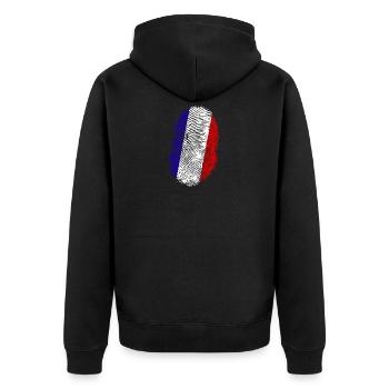France Shirt · Drapeau · ADN · Empreintes digitales - Veste à capuche bio Premium Unisexe - noir - Dos - Nico (187cm)