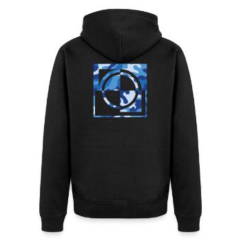 Blue camouflage - Unisex Premium Organic Zip Hoodie - black - Back - Nico (187cm)