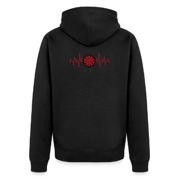 Dart Dartscheibe Herzschlag EKG Geschenk Bullseye - Unisex Premium Bio Zip Hoodie - Schwarz - Hinten - Nico (187cm)