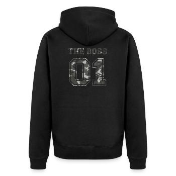 The Boss Partner Partnershirt Liebe Geschenk Love - Unisex Premium Bio Zip Hoodie - Schwarz - Hinten - Nico (187cm)
