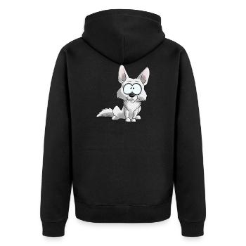 I am Berger Blanc Suisse - Unisex Premium Organic Zip Hoodie - black - Back - Nico (187cm)