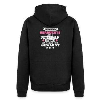 Peterbald Katze T Shirt Geschenk - Unisex Premium Bio Zip Hoodie - Schwarz - Hinten - Nico (187cm)