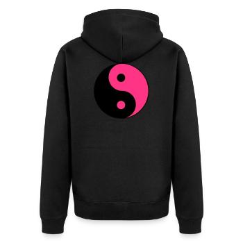 Yin ind Yang - Unisex Premium Bio Zip Hoodie - Schwarz - Hinten - Nico (187cm)
