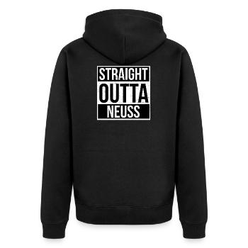 Straight Outta Neuss - Unisex Premium Organic Zip Hoodie - black - Back - Nico (187cm)