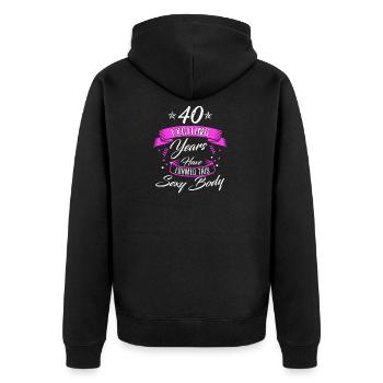 Anniversaire 40 ans · chemise · anniversaire sexy - Veste à capuche bio Premium Unisexe - noir - Dos - Nico (187cm)