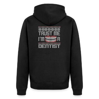 noël chandail laid dentaire, dentiste médecin - Veste à capuche bio Premium Unisexe - noir - Dos - Nico (187cm)