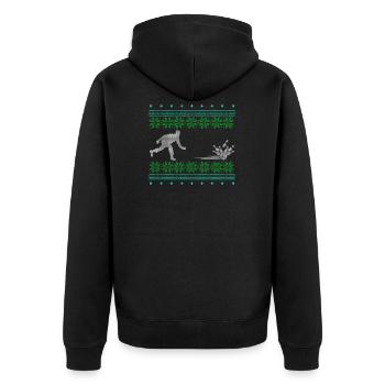 bowling ugly pullover xmas geschenk sport kegeln - Unisex Premium Bio Zip Hoodie - Schwarz - Hinten - Nico (187cm)