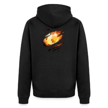 Fußball Feuer in mir - Unisex Premium Bio Zip Hoodie - Schwarz - Hinten - Nico (187cm)
