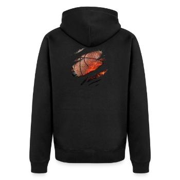 Basketball Feuer in mir - Unisex Premium Bio Zip Hoodie - Schwarz - Hinten - Nico (187cm)