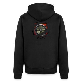 Lautsprecher 2 in mir - Unisex Premium Bio Zip Hoodie - Schwarz - Hinten - Nico (187cm)