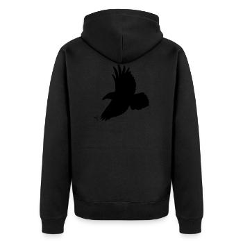 Raven - Unisex Premium Organic Zip Hoodie - black - Back - Nico (187cm)