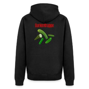 Gurkentruppe - Unisex Premium Bio Zip Hoodie - Schwarz - Hinten - Nico (187cm)