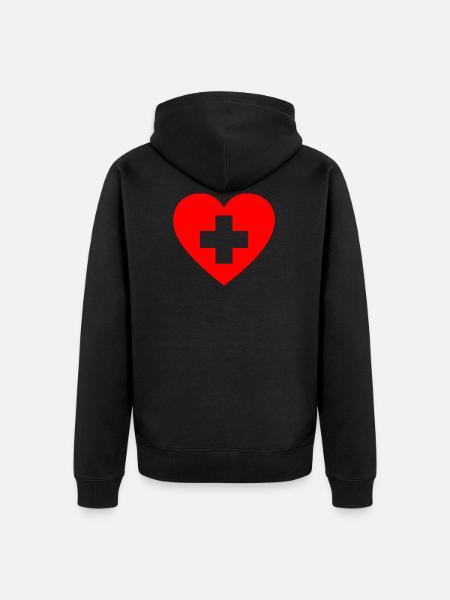 Erste-Hilfe-Herz - Unisex Premium Bio Zip Hoodie - Schwarz