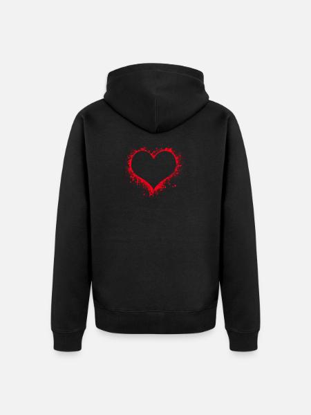 Blutiges Herz - Unisex Premium Bio Zip Hoodie - Schwarz