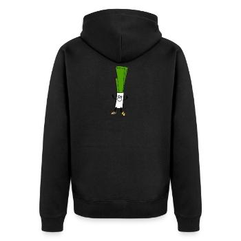Lauch happy lustig fresh - Unisex Premium Bio Zip Hoodie - Schwarz - Hinten - Nico (187cm)