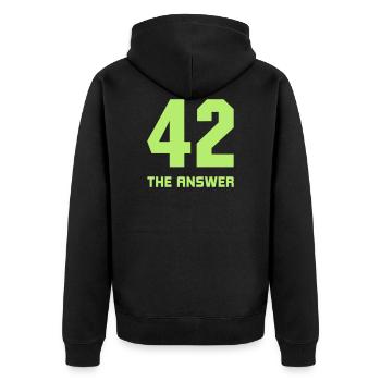 42, the Answer Answer Galaxy Science Fiction UFO - Unisex Premium Organic Zip Hoodie - black - Back - Nico (187cm)