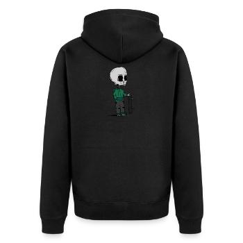 Skeleton Skater green edition - Unisex Premium Organic Zip Hoodie - black - Back - Nico (187cm)