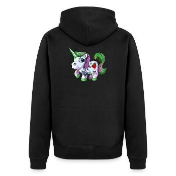Einhorn Tattoo - Unisex Premium Bio Zip Hoodie - Schwarz - Hinten - Nico (187cm)