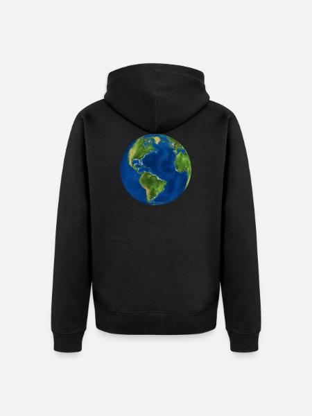 globe - Unisex Premium Organic Zip Hoodie - black