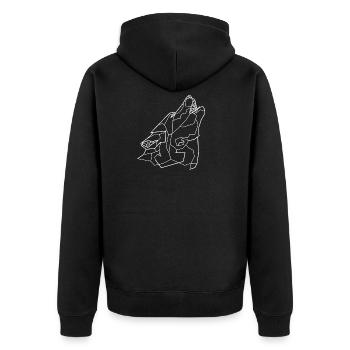 Heulender Wolf - weiß - Unisex Premium Bio Zip Hoodie - Schwarz - Hinten - Nico (187cm)