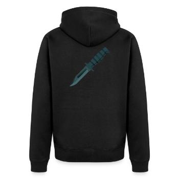 Messer - Unisex Premium Bio Zip Hoodie - Schwarz - Hinten - Nico (187cm)