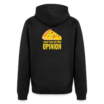I want Pizza - not your opinion - Unisex Premium Bio Zip Hoodie - Schwarz - Hinten - Nico (187cm)