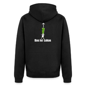 Lauch Lukas T-Shirt - Unisex Premium Bio Zip Hoodie - Schwarz - Hinten - Nico (187cm)