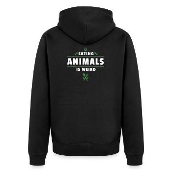Vegan Veganer Geschenk Sprüche Spruch - Unisex Premium Bio Zip Hoodie - Schwarz - Hinten - Nico (187cm)
