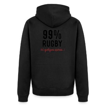 99 pourcent rugby sport apéro - Veste à capuche bio Premium Unisexe - noir - Dos - Nico (187cm)