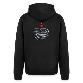Love the whales - I love whales - Baleines - Unisex Premium Organic Zip Hoodie - black - Back - Nico (187cm)