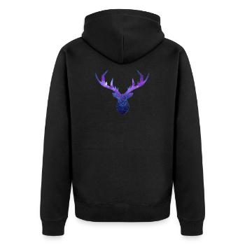 Cerf Low Poly Cosmos - Unisex Premium Bio Zip Hoodie - Schwarz - Hinten - Nico (187cm)