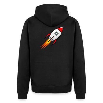 rakete rocket space shuttle ufo raumschiff mond - Unisex Premium Bio Zip Hoodie - Schwarz - Hinten - Nico (187cm)