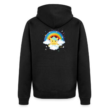 cute pony unicorn rainbow gift baby child - Unisex Premium Organic Zip Hoodie - black - Back - Nico (187cm)