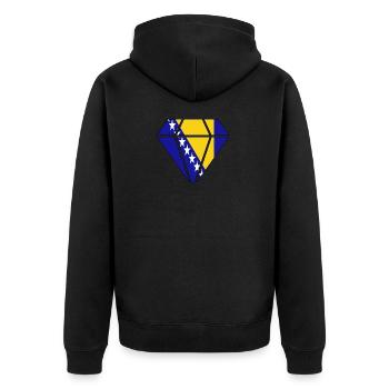 Geschenk Diamant Heimat Wurzeln Bosnien Herzegowi - Unisex Premium Bio Zip Hoodie - Schwarz - Hinten - Nico (187cm)
