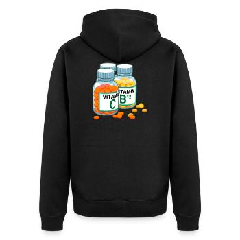 Vitamine - Unisex Premium Bio Zip Hoodie - Schwarz - Hinten - Nico (187cm)