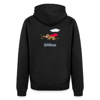 Faultier Chiller Sloth Faulenzer Faulpelz - Unisex Premium Bio Zip Hoodie - Schwarz - Hinten - Nico (187cm)