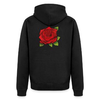 Rose rouge - Veste à capuche bio Premium Unisexe - noir - Dos - Nico (187cm)