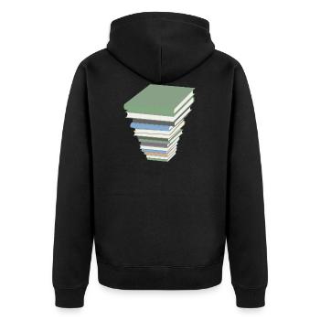 books reader reading buecher lesen lernen78 - Unisex Premium Bio Zip Hoodie - Schwarz - Hinten - Nico (187cm)
