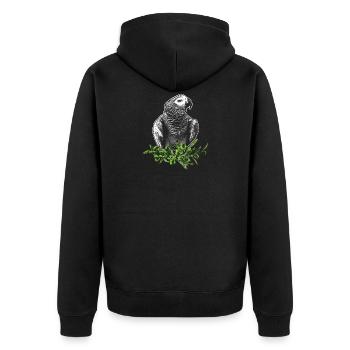 Graupapagei - Unisex Premium Bio Zip Hoodie - Schwarz - Hinten - Nico (187cm)