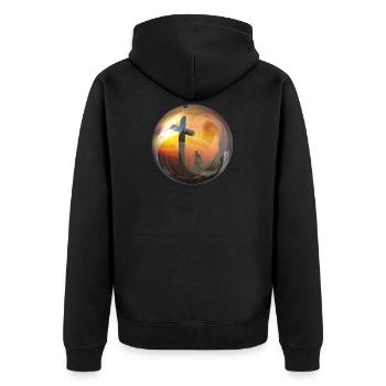 god god church church bible bible wedding wedding sign - Unisex Premium Organic Zip Hoodie - black - Back - Nico (187cm)