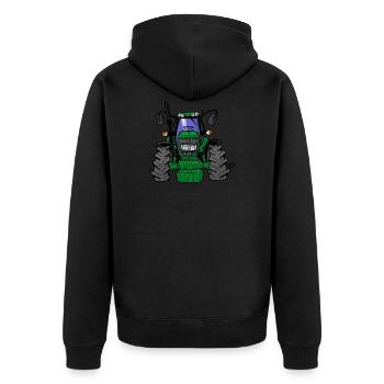 0164 Green tractor 6430 - Unisex Premium Organic Zip Hoodie - black - Back - Nico (187cm)