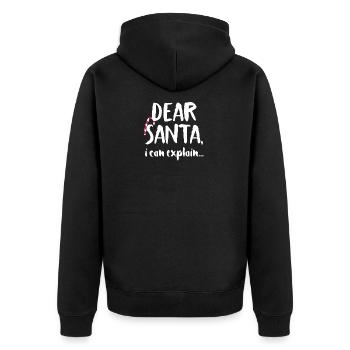 Christmas Dear Santa i can explain - Unisex Premium Bio Zip Hoodie - Schwarz - Hinten - Nico (187cm)
