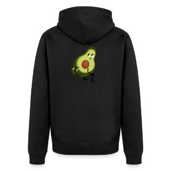 Avocado-Twerk - Unisex Premium Bio Zip Hoodie - Schwarz - Hinten - Nico (187cm)