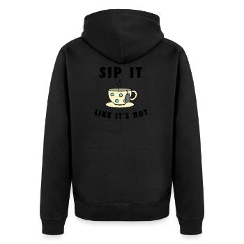 Schluck es, wie es heißen Tee s - Unisex Premium Bio Zip Hoodie - Schwarz - Hinten - Nico (187cm)