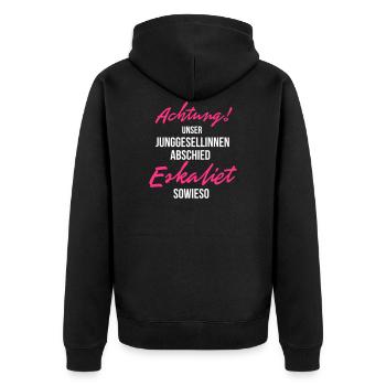 Team Braut - JGA - Polterabend - Unisex Premium Bio Zip Hoodie - Schwarz - Hinten - Nico (187cm)