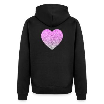 Glitter Herz - Unisex Premium Bio Zip Hoodie - Schwarz - Hinten - Nico (187cm)