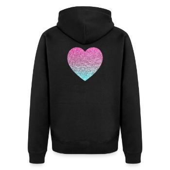 glitter herz - Unisex Premium Bio Zip Hoodie - Schwarz - Hinten - Nico (187cm)